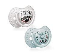 LOVI Ciuccio Mini 0-2 Mesi, Succhietti Bimba con Tettarella in Silicone, Suggerimento dinamico, Collezione Wild Soul Boy, 2 pezzi, Grigio