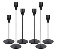 LOVICVKEM Candelabro Set di 6 Nero Portacandele in Metallo, 23/28/33cm per Candele Coniche da 2.2cm Foro Candela,Candeliere da Tavolo Decorazioni per Matrimoni,Candelabri Vintage,Natale,Halloween