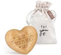 LOViLEE® Amuleto a mano, bel dASS es Dich gibt - Cuore in legno con sacchetto regalo extra e set di biglietti di auguri, portafortuna, regalo e coraggio per familiari e amici