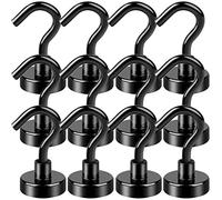 LOVIMAG Ganci magnetici neri, 13,6 kg, resistenti, con rivestimento in resina epossidica, per frigorifero, ganci magnetici da crociera per appendere, aula, ufficio e cucina, confezione da 12