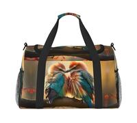 Loving Bird stampa bagaglio a mano per donne uomini spalla Weekender Crossbody Bag per yoga viaggio must-have, nero, Taglia unica