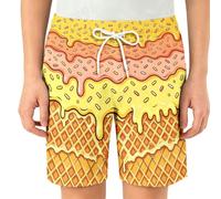 Loving Boys’ Plaid Melted Ice Letter Beach Shorts for Summer (Orange #2, 5-6 Years)