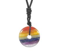 Lovionus89 Cerchio Donut Pietra Pendente di Cristallo Felice Amulet Healing Handmade Collana Charms per le Donne Uomini, 7 Chakra