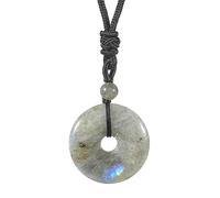 Lovionus89 Cerchio Donut Pietra Pendente di Cristallo Felice Amulet Healing Handmade Collana Charms per le Donne Uomini, Pietra di luna