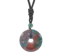 Lovionus89 Cerchio Donut Pietra Pendente di Cristallo Felice Amulet Healing Handmade Collana Charms per le Donne Uomini, India Agata