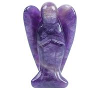 Lovionus89 Naturale Ametista Statua dell'Angelo Custode, Figure in Pietra Intagliata a Mano con Cristalli Curativi per la Borsa, Decorazione, 7.5 CM