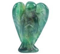 Lovionus89 Naturale Fluorite verde Statua dell'Angelo Custode, Figure in Pietra Intagliata a Mano con Cristalli Curativi per la Borsa, Decorazione, 5 CM