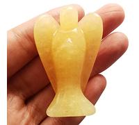 Lovionus89 Naturale Giada gialla ghiaccio Statua dell'Angelo Custode, Figure in Pietra Intagliata a Mano con Cristalli Curativi per la Borsa, Decorazione, 5 CM