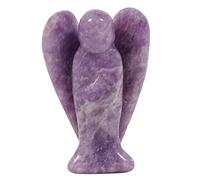 Lovionus89 Naturale Lepidolite viola Statua dell'Angelo Custode, Figure in Pietra Intagliata a Mano con Cristalli Curativi per la Borsa, Decorazione, 5 CM