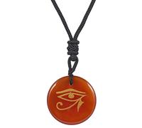 Lovionus89 Naturale Occhio di Horus del Diavolo Inciso Pietra di Cristallo Guaritrice Pendente Charm per Uomini e Donne, Agata rossa