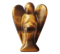 Lovionus89 Naturale Occhio di tigre Statua dell'Angelo Custode, Figure in Pietra Intagliata a Mano con Cristalli Curativi per la Borsa, Decorazione, 5 CM