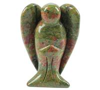 Lovionus89 Naturale Unakite Statua dell'Angelo Custode, Figure in Pietra Intagliata a Mano con Cristalli Curativi per la Borsa, Decorazione, 5 CM