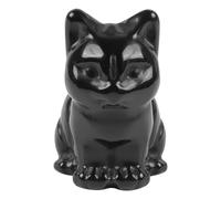 Lovionus89 Ossidiana nera Mini figurine di pietra gatto seduto felice, pietra preziosa intagliata a mano, decorazione per la casa per gli amanti dei gatti