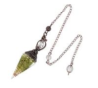 Lovionus89 Pendolo di cristallo curativo per la divinazione, Wicca ruta, resina spirituale equilibrata, ciondolo a punto, olivina