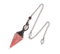 Lovionus89 Pendolo di cristallo curativo per la divinazione, Wicca ruta, resina spirituale equilibrata, ciondolo a punto, quarzo rosa