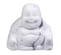 Lovionus89 Scultura in pietra di cristallo intagliata a mano Maitreya Buddismo, statuetta del Buddha felice che ride da 1,5 pollici decorazione per la casa, Bianco Howlith Turchese