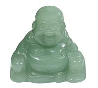Lovionus89 Scultura in pietra di cristallo intagliata a mano Maitreya Buddismo, statuetta del Buddha felice che ride da 1,5 pollici decorazione per la casa, Aventuria verde
