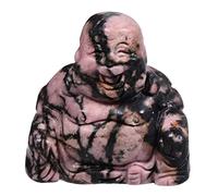 Lovionus89 Scultura in pietra di cristallo intagliata a mano Maitreya Buddismo, statuetta del Buddha felice che ride da 1,5 pollici decorazione per la casa, rodonite