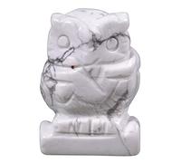 Lovionus89 Statua naturale di gufo, animali scolpiti a mano in cristallo di guarigione, decorazione per la casa, 1,5 pollici, Turchese Howlite bianco