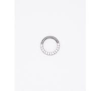 Lovisa - Anello a scatto da 7 mm tonalità argento in titanio con zirconia cubica One Size