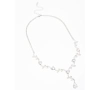 Lovisa - Collana a Y color argento con pendente a goccia a forma di fiore con zirconia cubica One Size