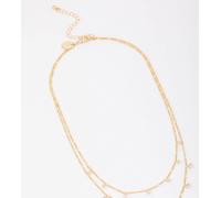 Lovisa - Collana multifilo in ottone placcato oro con dettagli a goccia in zirconia cubica One Size