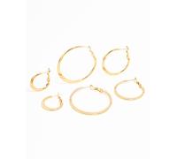 Lovisa - Confezione da 3 paia di orecchini a cerchio sottili in acciaio inossidabile placcato oro resistente all'acqua One Size