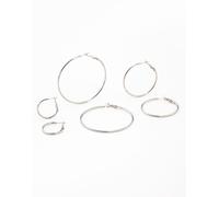 Lovisa - Confezione da 3 paia di orecchini a cerchio sottili in acciaio inossidabile resistente all'acqua argentato-Argento One Size