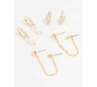 Lovisa - Confezione da 3 paia di orecchini placcati oro con perle d'acqua dolce e zirconia cubica taglio marquise One Size
