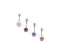 Lovisa - Confezione da 4 piercing per l'ombelico in acciaio chirurgico argentato con pietre miste-Argento One Size