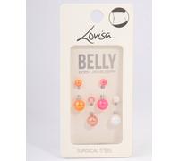 Lovisa - Confezione da 4 piercing per l'ombelico in acciaio chirurgico multicolore One Size