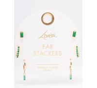 Lovisa - Confezione di orecchini a bottone e a cerchio piccoli in ottone placcato oro con pietre taglio baguette multicolore One Size