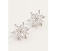 Lovisa - Orecchini a bottone eleganti color argento a forma di fiore con pietre effetto diamanti One Size