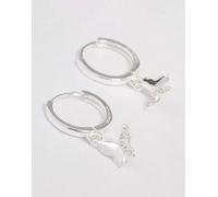 Lovisa - Orecchini a cerchio piccoli in argento sterling con strass a forma di farfalla One Size