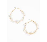 Lovisa - Orecchini a cerchio placcati oro con fiori in strass e perle d'acqua dolce One Size