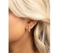 Lovisa - Orecchini a cerchio rettangolari in ottone placcato oro con zirconia cubica One Size