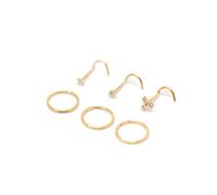 Lovisa - Piercing per il naso a bottone in titanio color oro con strass One Size