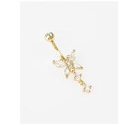 Lovisa - Piercing per l'ombelico a barretta in acciaio chirurgico placcato oro con cristalli One Size