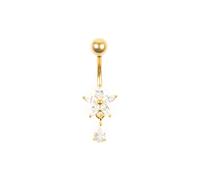 Lovisa - Piercing per l'ombelico in titanio placcato oro con design a forma di fiore in zirconia cubica One Size