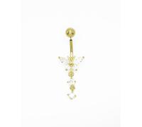Lovisa - Piercing per l'ombelico in titanio placcato oro con design pendente in zirconia cubica One Size