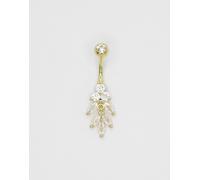Lovisa - Piercing per l'ombelico in titanio placcato oro con strass marquise One Size