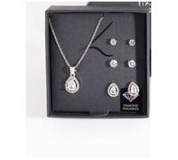 Lovisa - Set con collana e orecchini pendenti argento con diamanti sintetici a goccia One Size