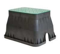 LoviStore Pozzetto Rettangolare cm 38x49,6 x H30 con Coperchio in Plastica Resistente agli Urti, Ideale per 4 Valvole, per Impianti Irrigazione Interrati Alloggio Elettrovalvole Idranti, Grande Verde
