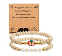 LOVIVER 2 pezzi Braccialetti di legno Insegnante Insegnante Braccialetti di perline Fashi, Style a
