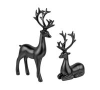 LOVIVER 2 Pezzi di Statuette di Alce in Resina, Figure di Animali da Collezione, opere d'Arte, Regalo di Natale, Statuette di Cervi sedute e in Piedi per