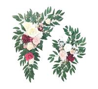 LOVIVER 2 Pezzi Fiori Arco Nozze Ghirlanda Floreale Artificiale Prodotta a Morbida Aspetto Elegante Adatta a Cerimonie Feste Interni, Profondo rosso
