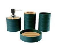 LOVIVER 4 Pezzi Accessori per Il Bagno Tazza collutorio, Arredamento Bagno Moderno, portasapone Accessorio da Bagno Set Completo per Mobile Bagno, Verde Scuro