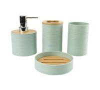 LOVIVER 4 Pezzi Accessori per Il Bagno Tazza collutorio, Arredamento Bagno Moderno, portasapone Accessorio da Bagno Set Completo per Mobile Bagno, Verde