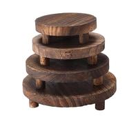 LOVIVER 4 pezzi piedistallo in legno alzate in legno supporto decorativo rotondo per piante espositori per candele figure collezioni decorazione da tavolo, Marrone Scuro