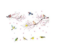 LOVIVER Adesivi murali con rami di albero, uccelli floreali, pratici e decorativi, fai da te, impermeabili, per sala da pranzo, cameretta dei bambini, 190x130cm